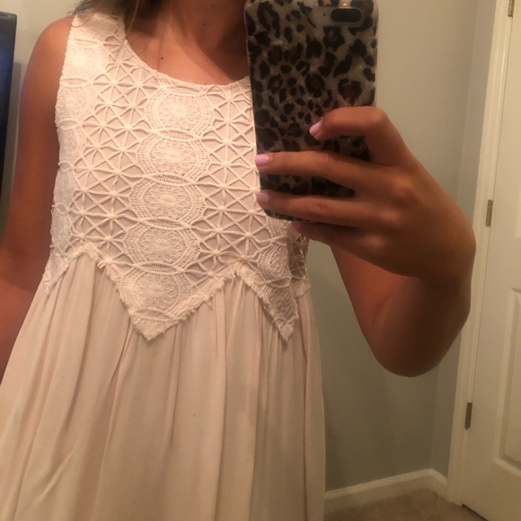 cream crochet top mini dress - Picture 2 of 4
